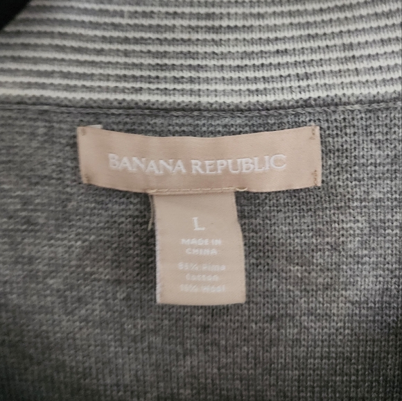 Banana Republic Cotton Wool Blend Collared Button Down Cardigan with Pockets, L - Picture 3 of 6